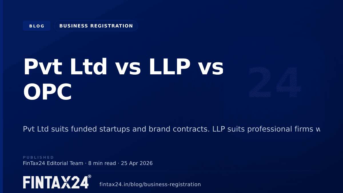 Cover image for Pvt Ltd vs LLP vs OPC
