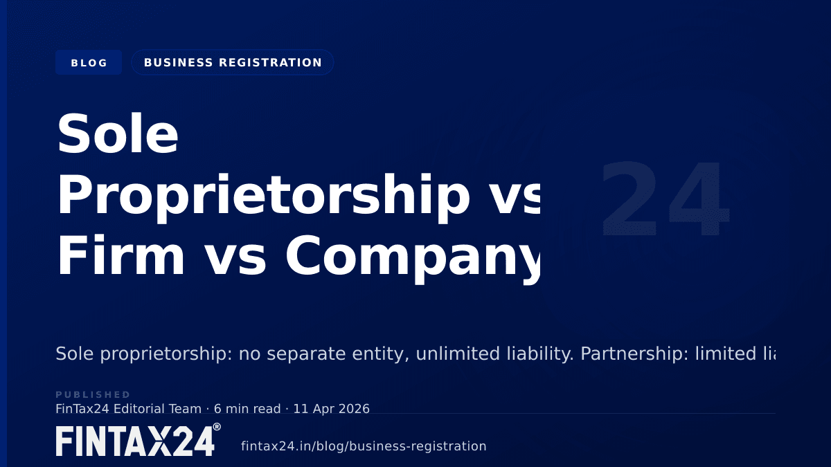 Cover image for Sole Proprietorship vs Firm vs Company