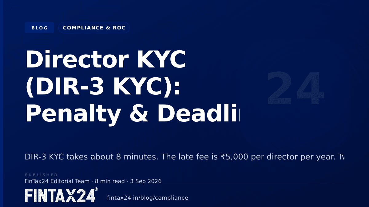 Cover image for Director KYC (DIR-3 KYC): Penalty & Deadline