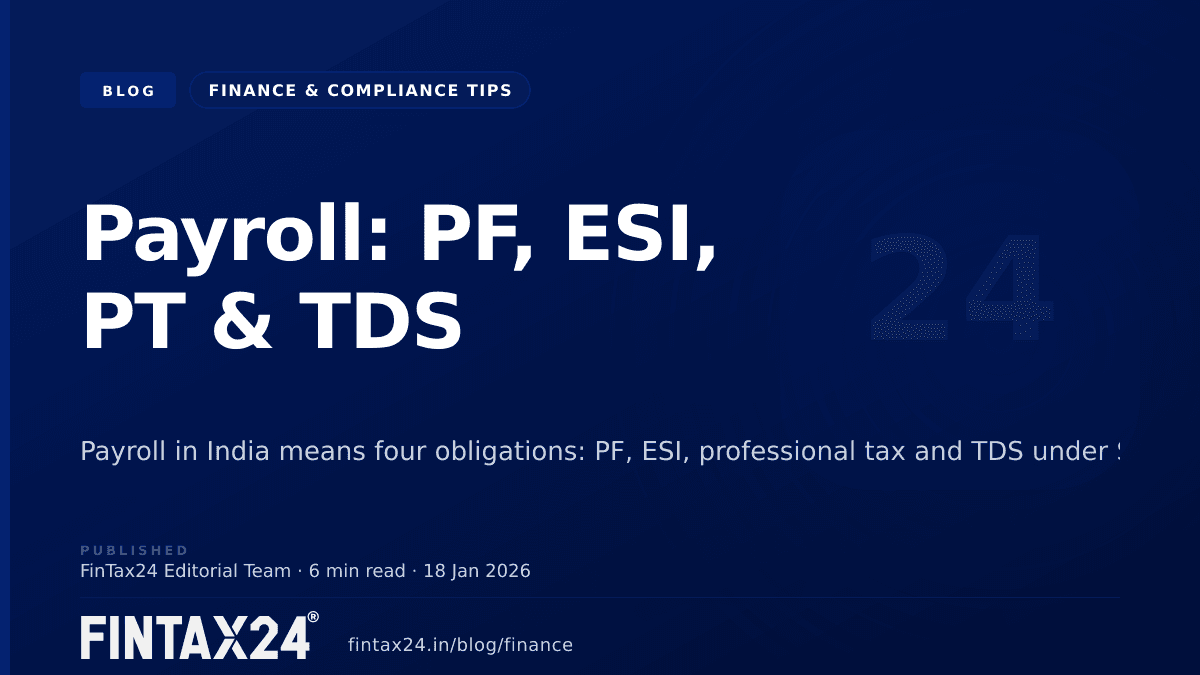 Cover image for Payroll: PF, ESI, PT & TDS
