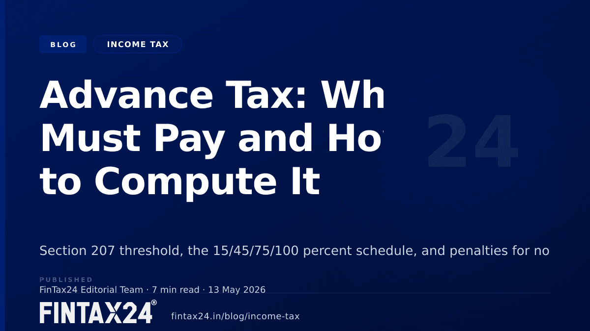 Cover image for Advance Tax: Who Must Pay and How to Compute It