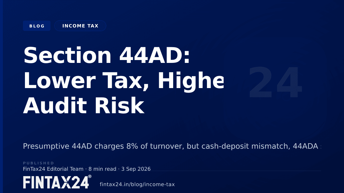 Cover image for Section 44AD: Lower Tax, Higher Audit Risk