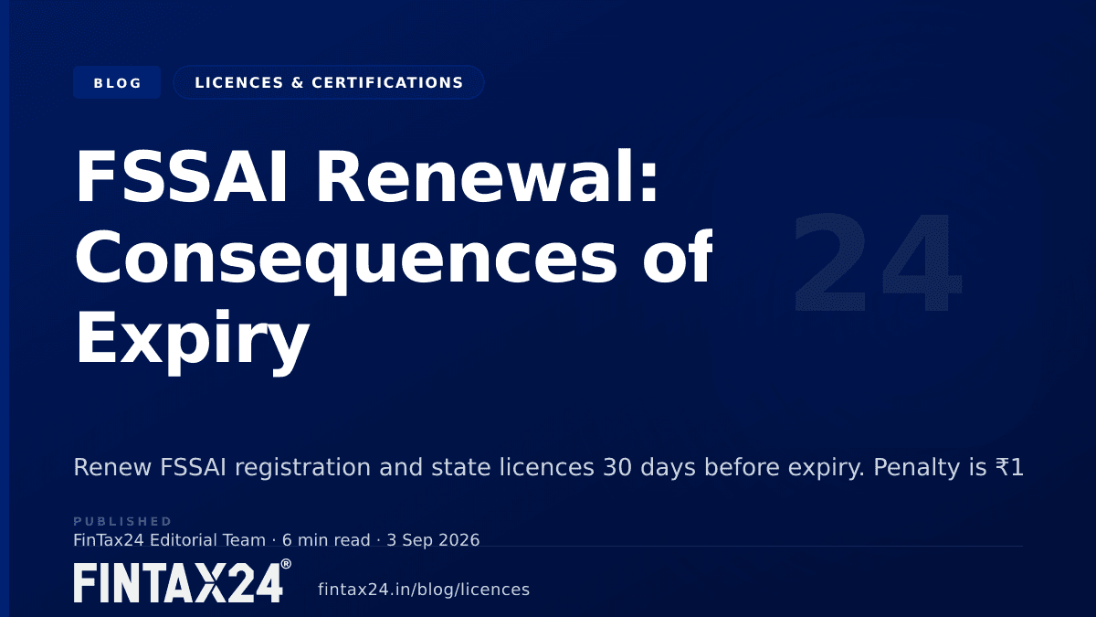 Cover image for FSSAI Renewal: Consequences of Expiry