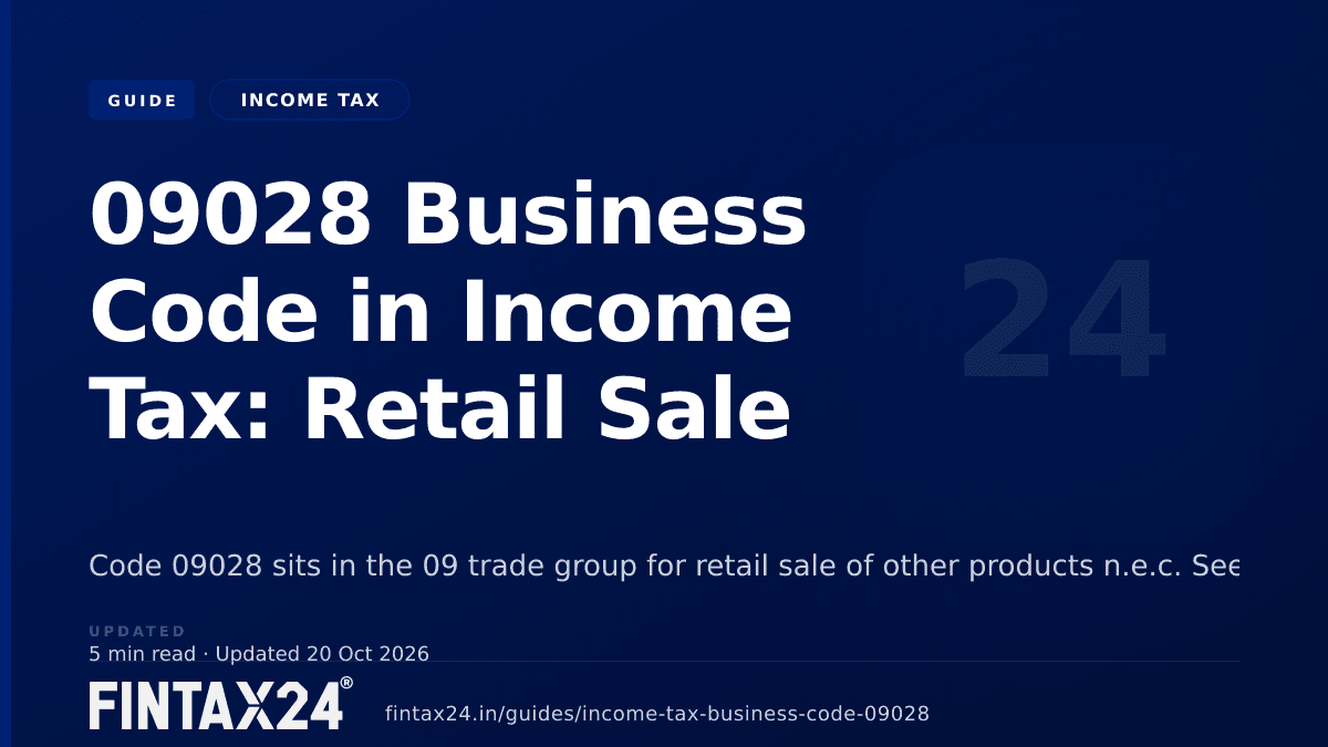 Cover image for 09028 Business Code in Income Tax: Retail Sale n.e.c.